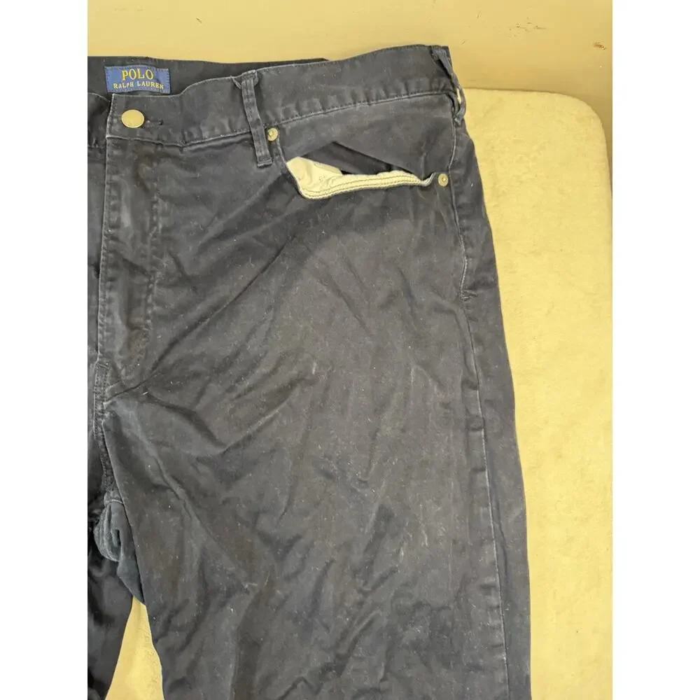 Polo Ralph Lauren Mens Pants 42x32 Black Classic Fit Cotton Chino Casual